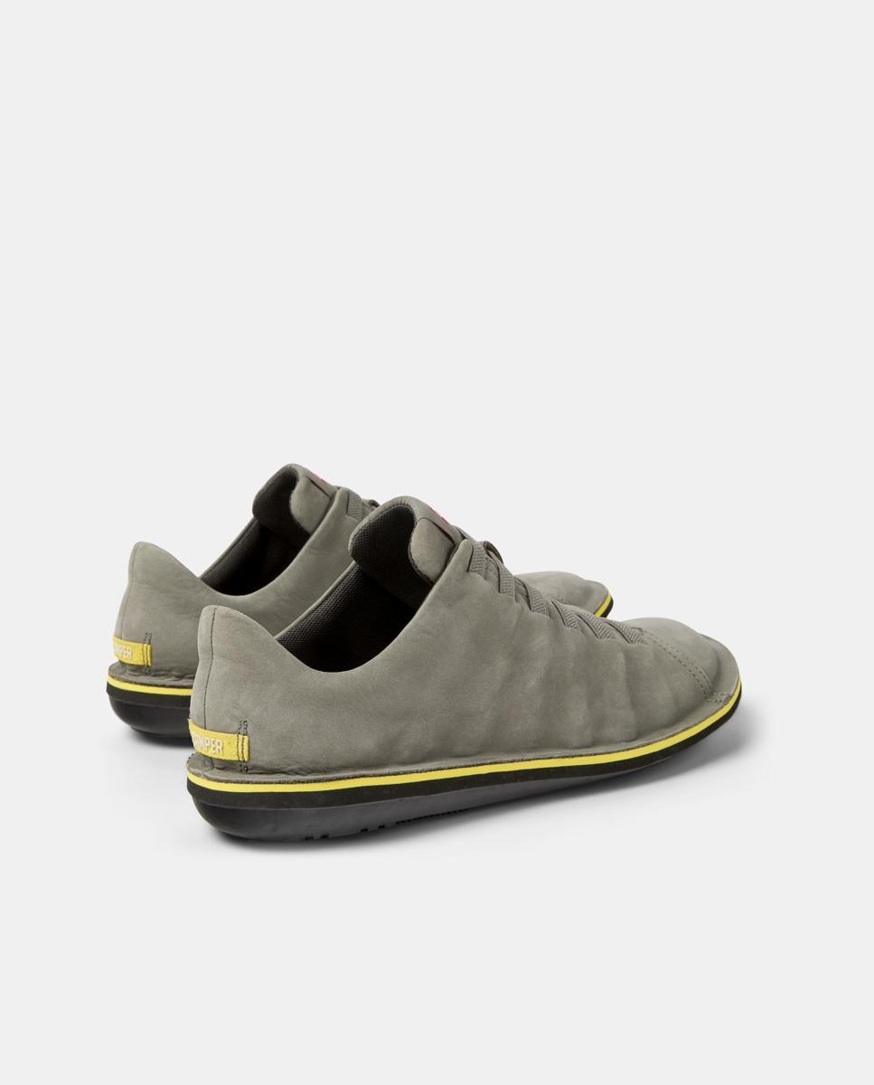 Sapatos de Atacadores Beetle de Pele Lisos Cinzento-claro-3