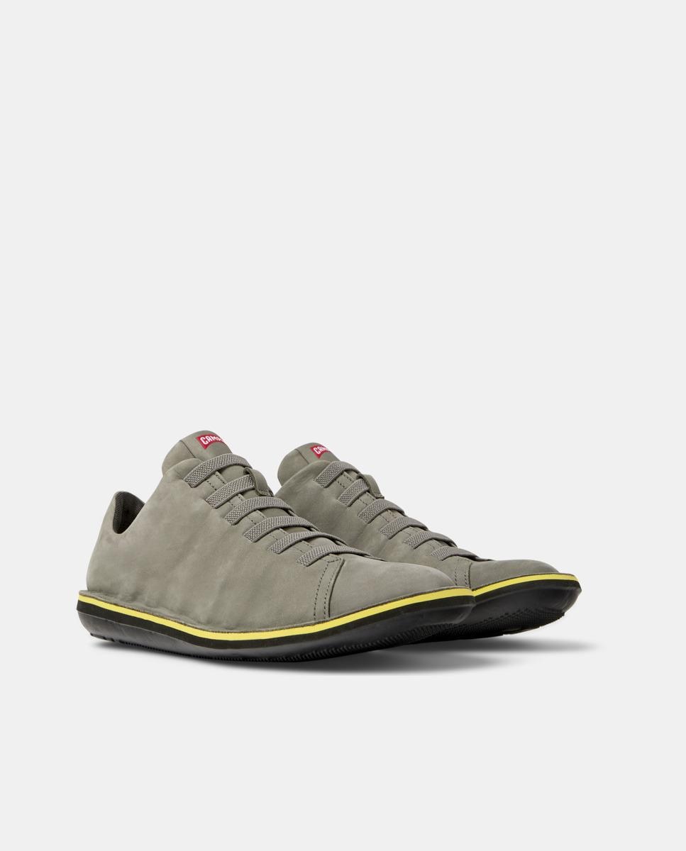 Sapatos de Atacadores Beetle de Pele Lisos Cinzento-claro-5