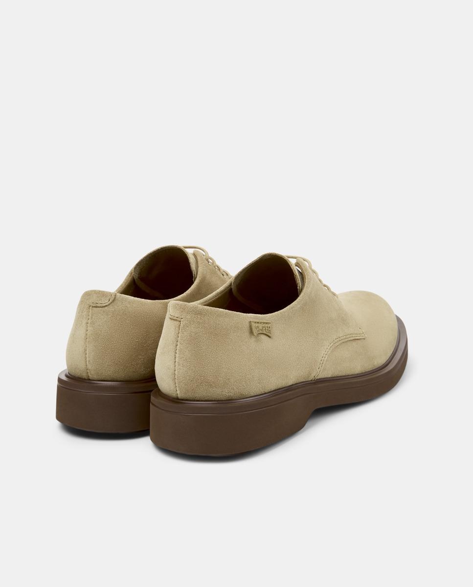 Sapatos de Atacadores Norman de Pele com Palmilha Ultraligeira Bege-3
