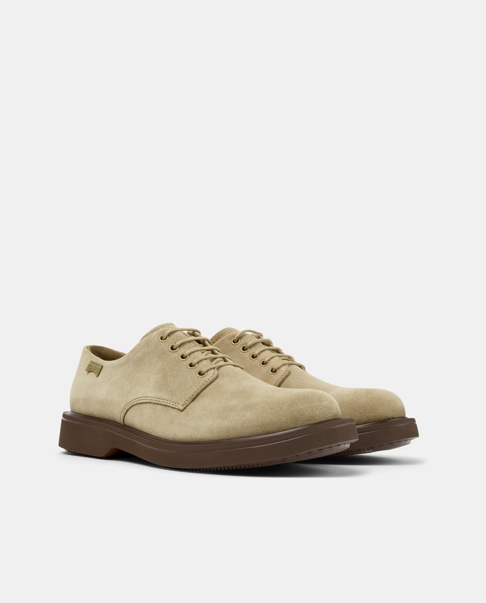 Sapatos de Atacadores Norman de Pele com Palmilha Ultraligeira Bege-5
