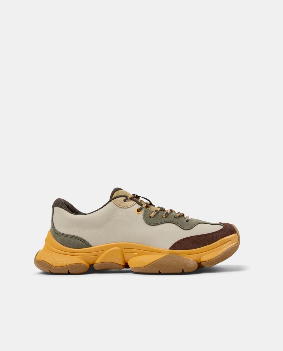 Sapatilhas Retro de Pele Karst 2 Twins com Atacadores Castanho-claro-1