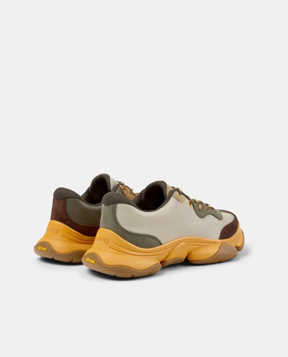 Sapatilhas Retro de Pele Karst 2 Twins com Atacadores Castanho-claro-3