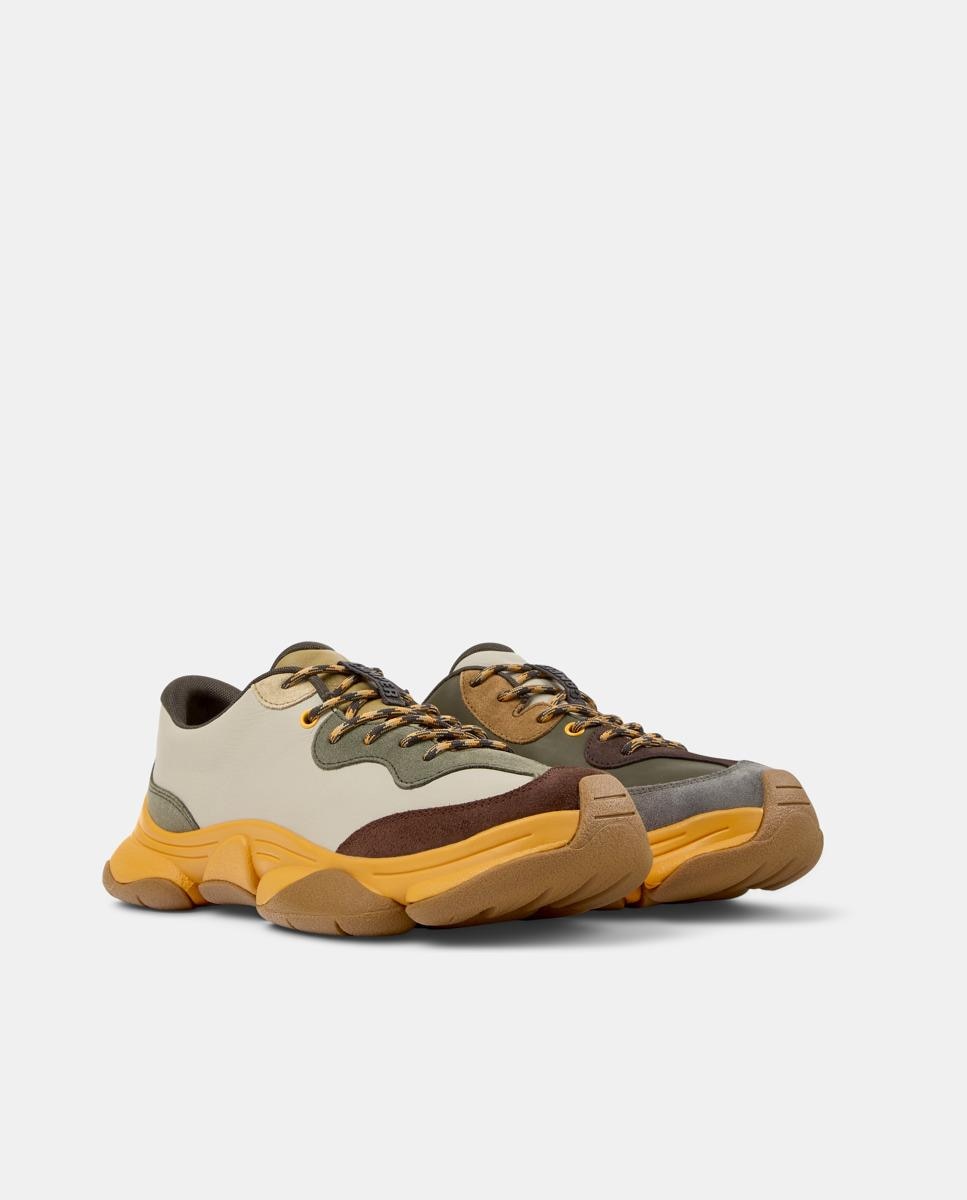 Sapatilhas Retro de Pele Karst 2 Twins com Atacadores Castanho-claro-5