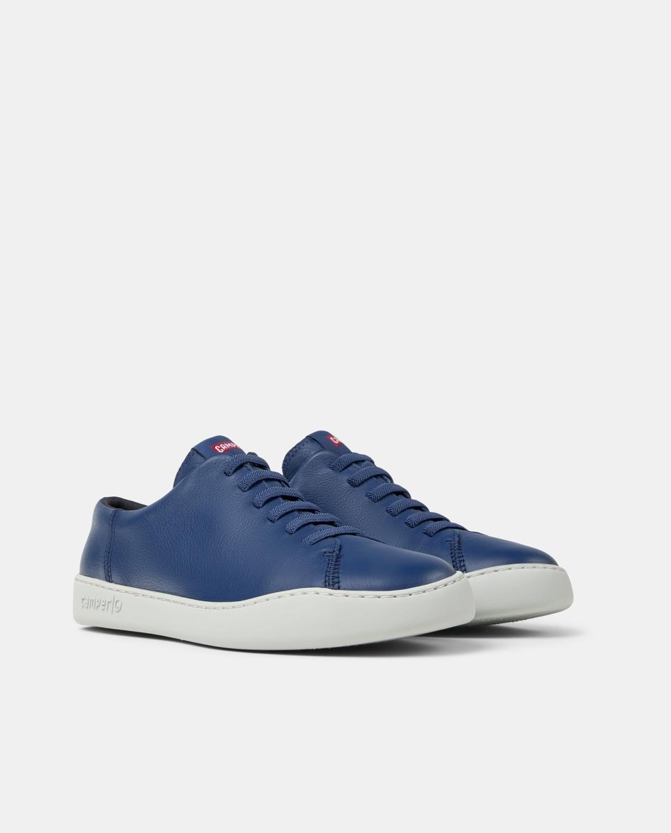 Sapatilhas de Pele Peu Touring Lisas com Atacadores Azul-5