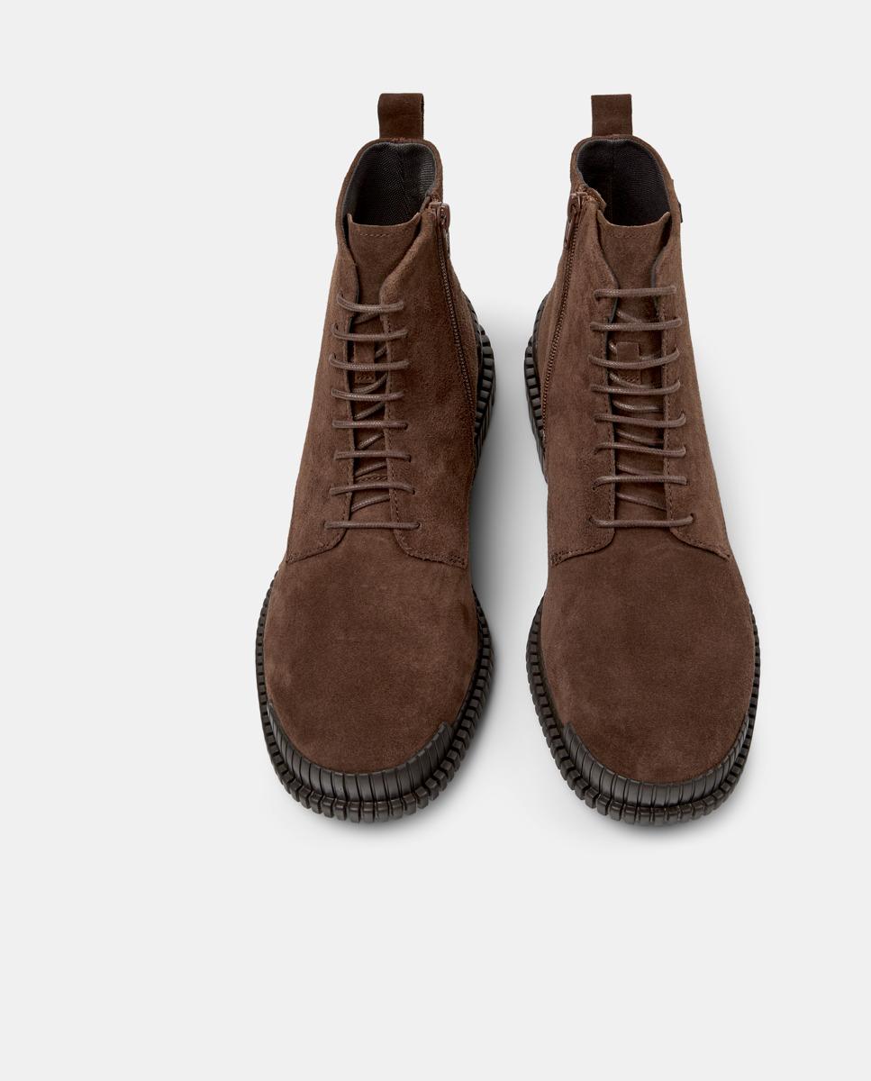 Botins de Pele Pix com Atacadores Castanho-2