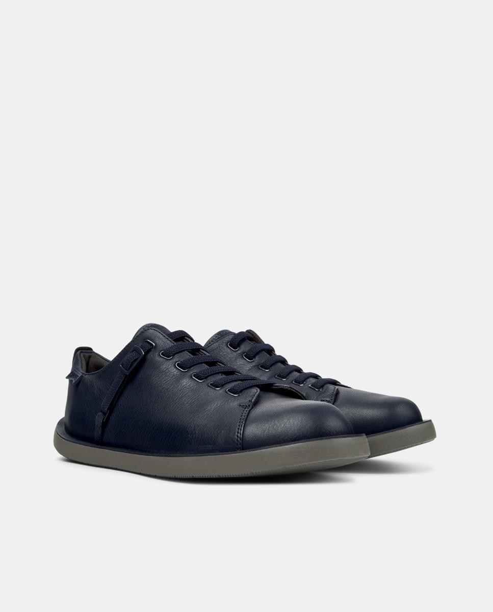Bluchers de Pele Wagon Azul-marinho-4