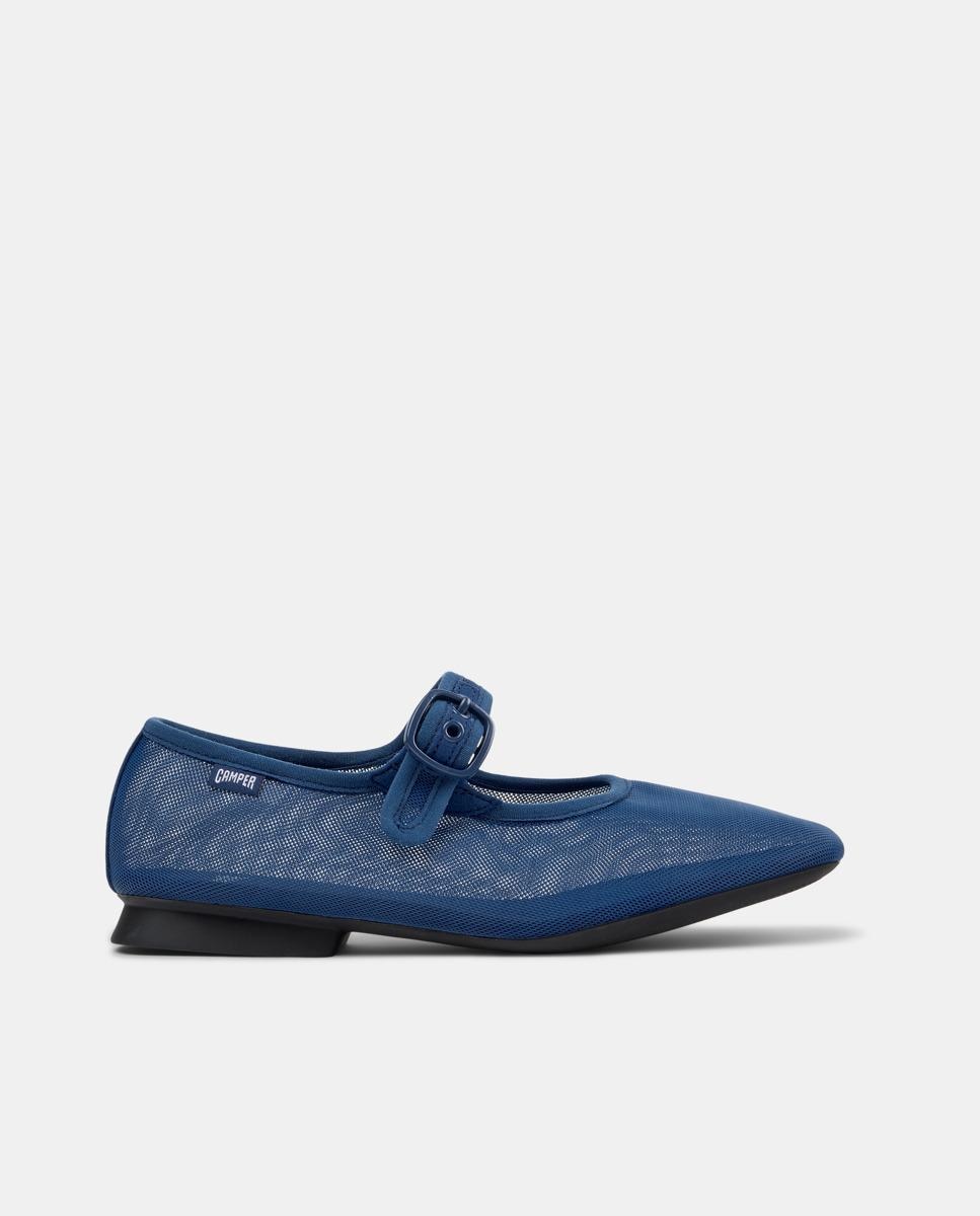 Sapatos Rasos Casi Myra com Fivela Azul-escuro-1