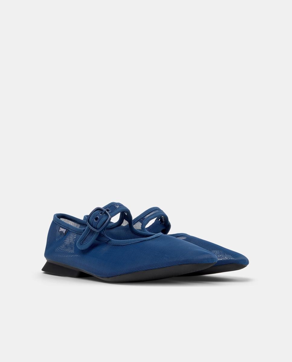Sapatos Rasos Casi Myra com Fivela Azul-escuro-5