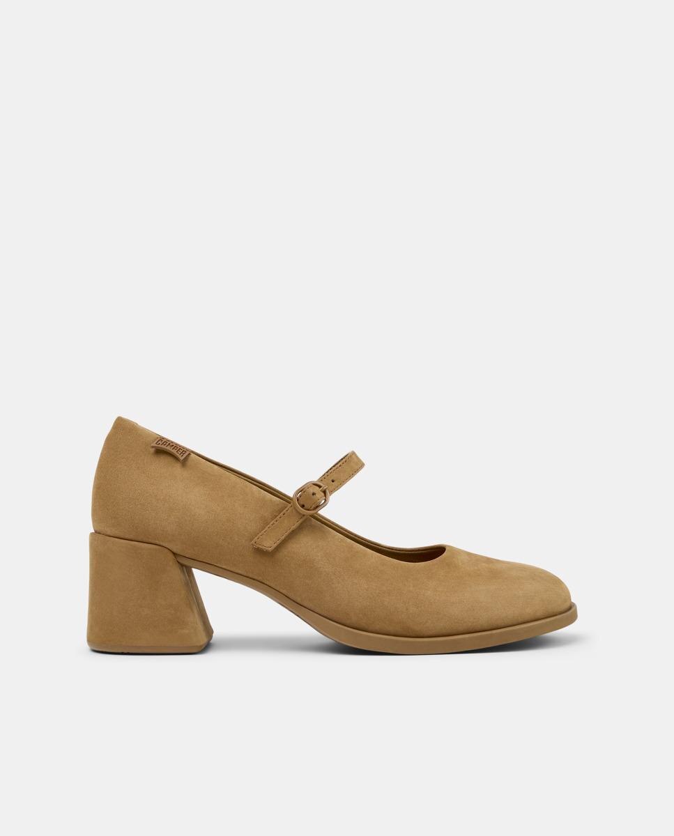 Mocassins com Salto de Pele Kora Castanho-claro-1
