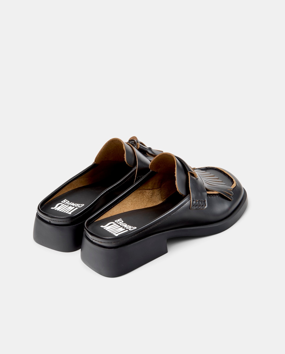 Mules de Pele Donna Twins Preto-4