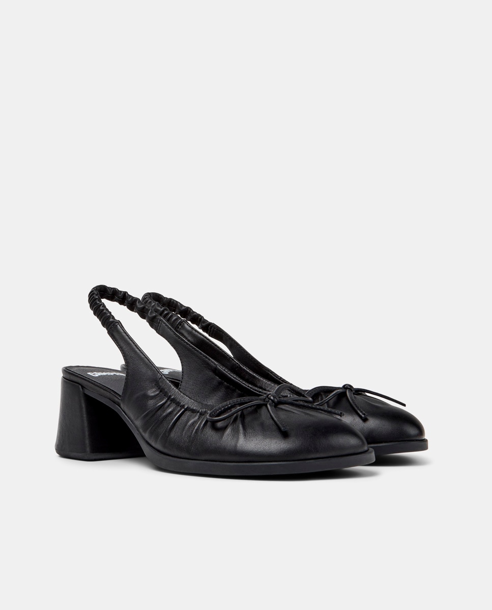 Mocassins com Salto de Pele Kora Preto-2