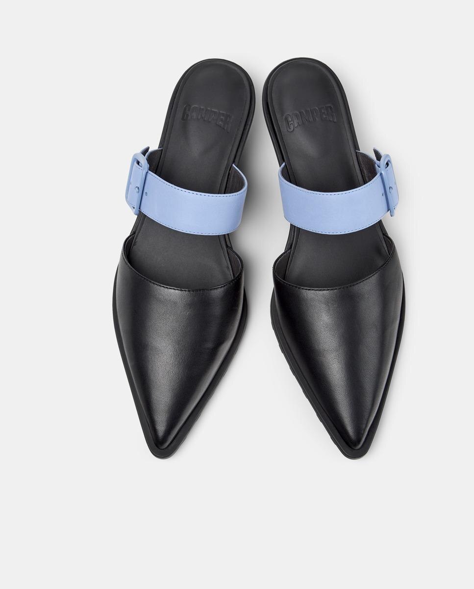 Mules de Pele Anita Preto / Azul-2
