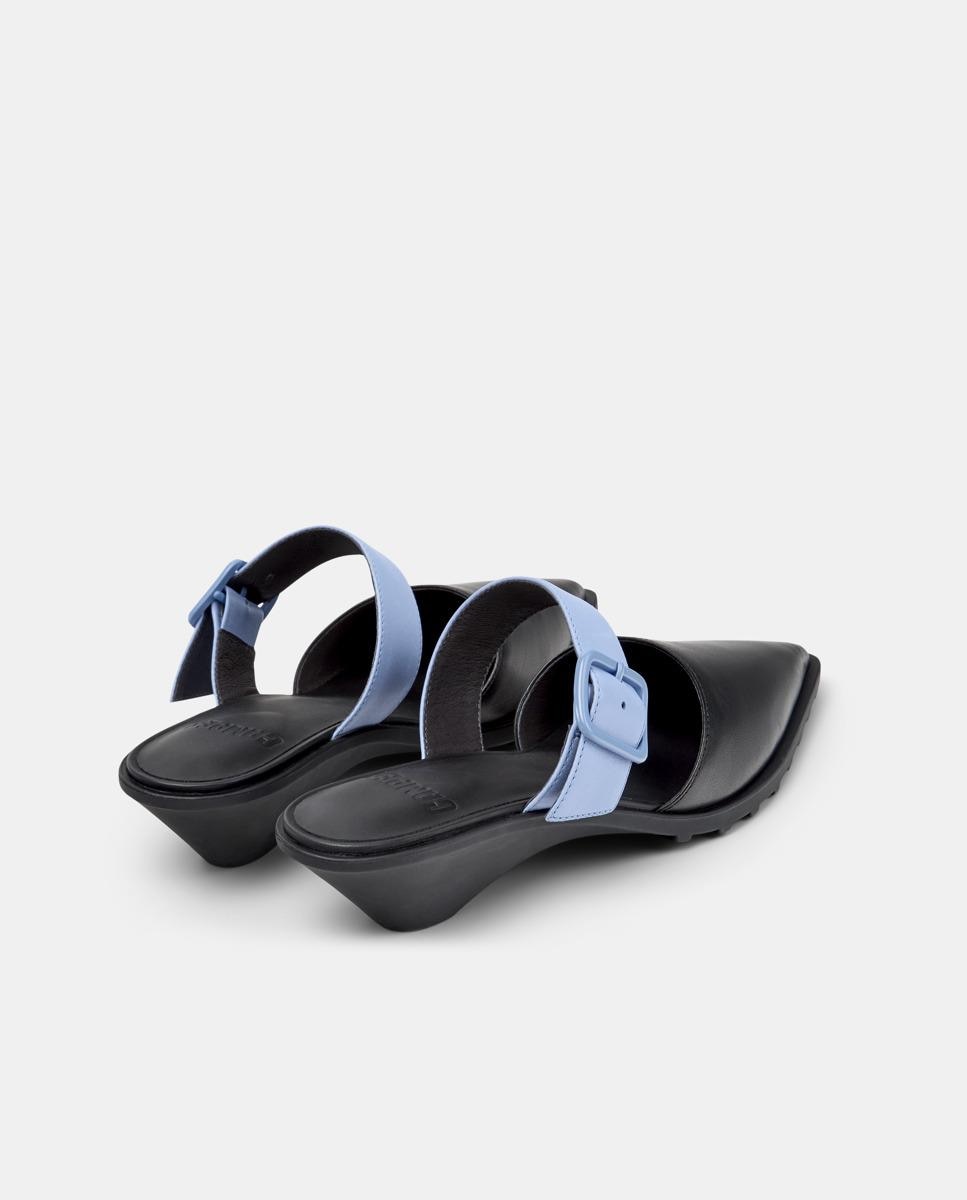 Mules de Pele Anita Preto / Azul-3