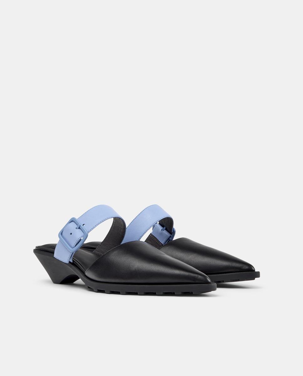 Mules de Pele Anita Preto / Azul-5