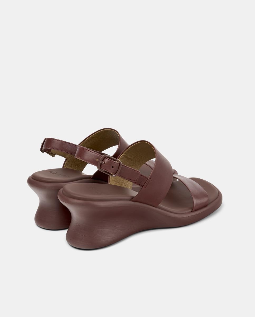 Sandálias Louise Sandal de Pele com Cunha Bordeaux-3