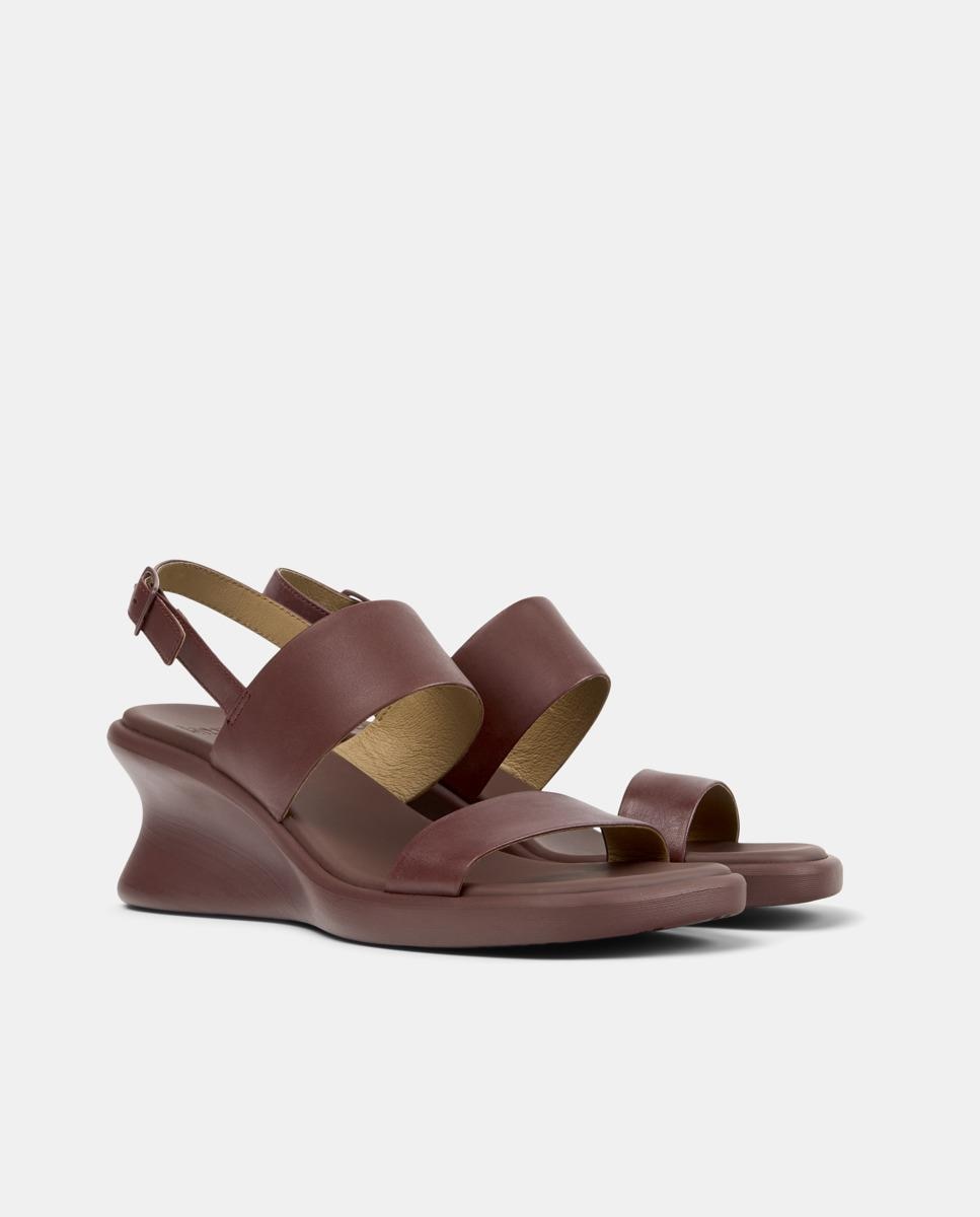 Sandálias Louise Sandal de Pele com Cunha Bordeaux-5
