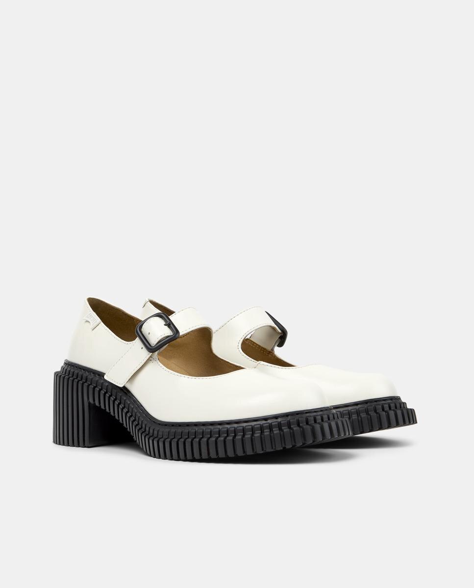 Sabrinas de Salto em Pele Pix London Branco / Preto-5