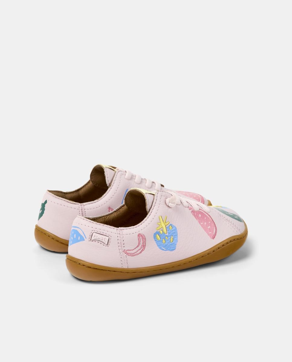 Sapatilhas de Pele Peu Cami Lisas com Atacadores Camper Rosa-3