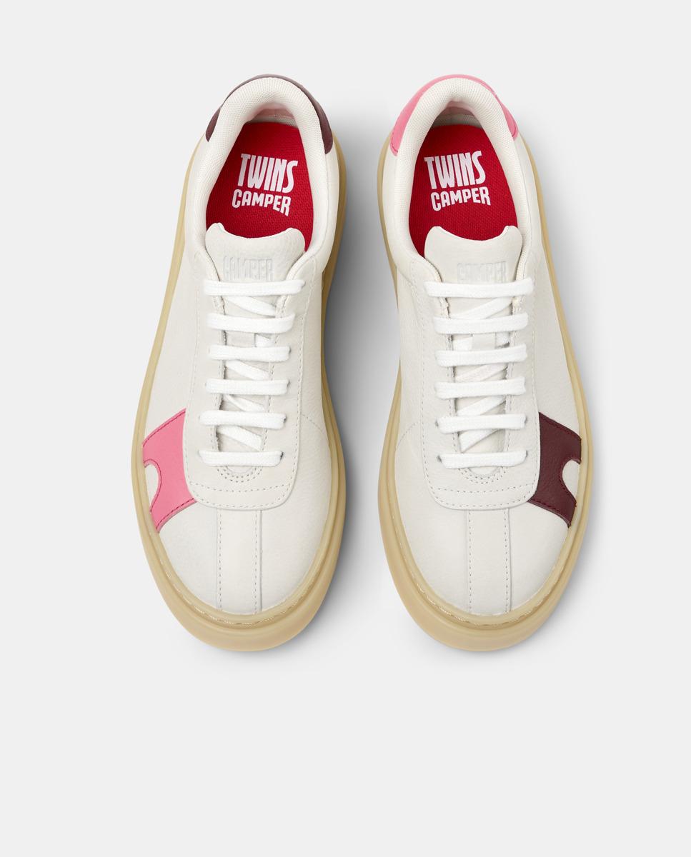 Sapatilhas Básicas de Pele Runner Twentyfive Twins Branco / Rosa-2