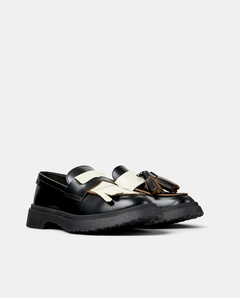 Mocassins de Pele Walden Twins Branco / Preto-5