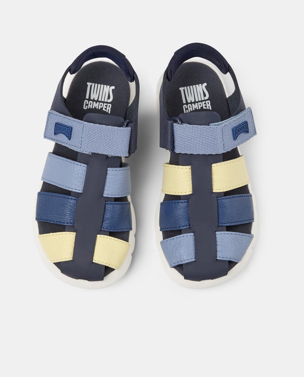 Sandálias Fechadas Infantil de Pele Oruga Twins Camper Azul claro / azul marinho-2