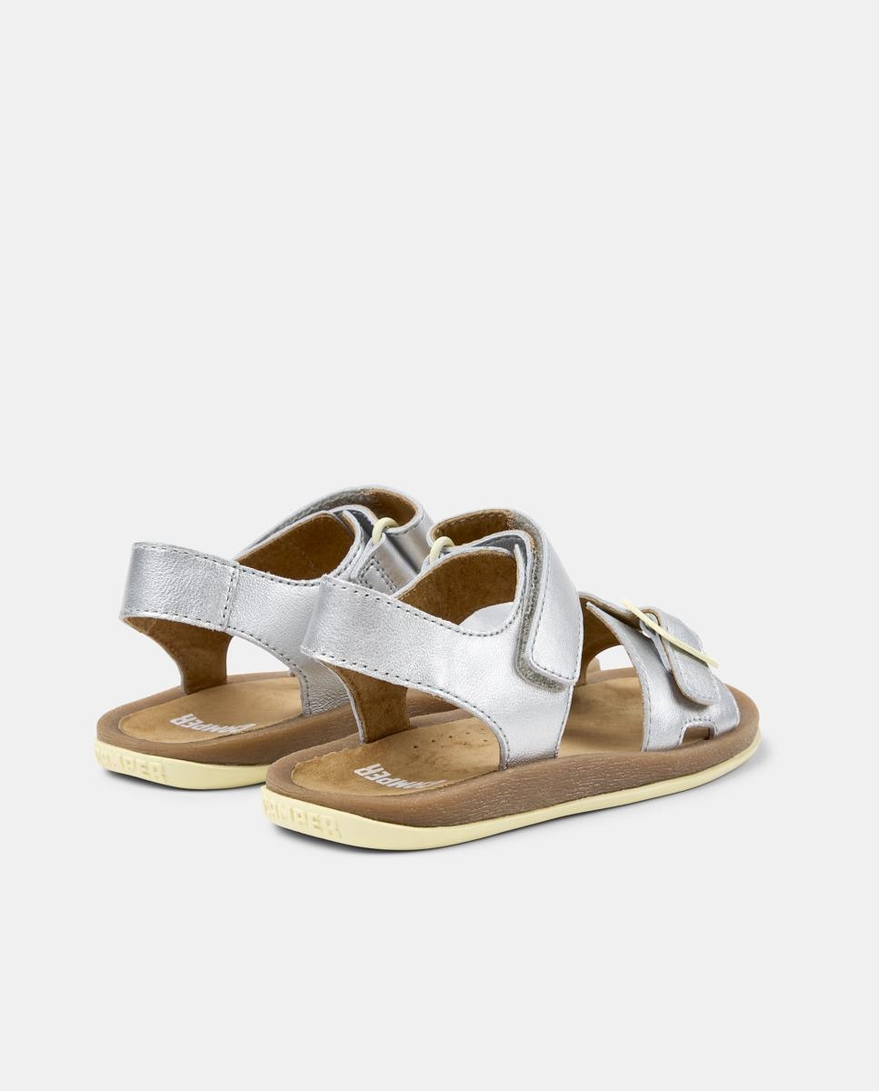 Sandálias Fechadas Infantil de Pele Bicho Kids Cinzento-3