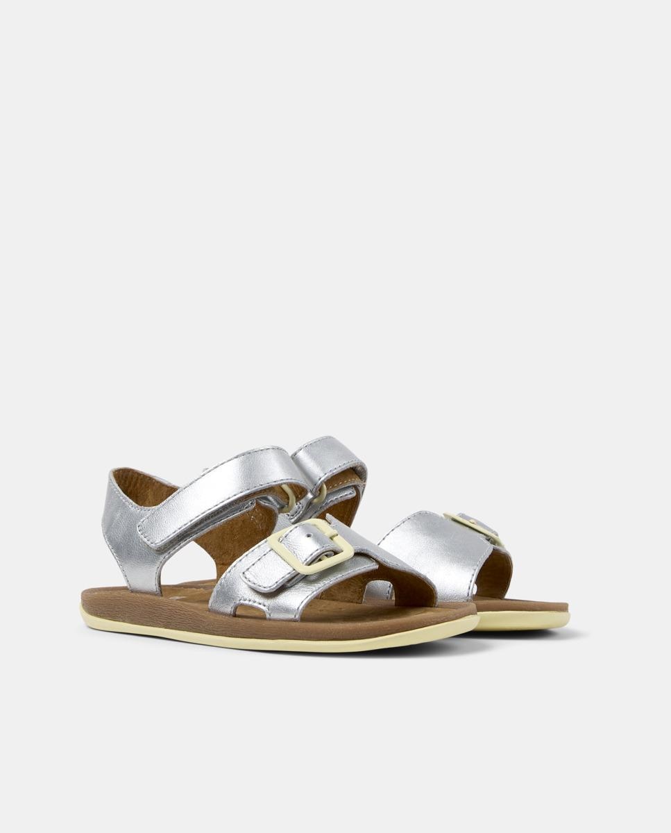 Sandálias Fechadas Infantil de Pele Bicho Kids Cinzento-5