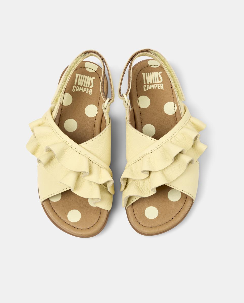 Sandálias Abertas Infantil de Pele Right Kids Twins Amarelo-2
