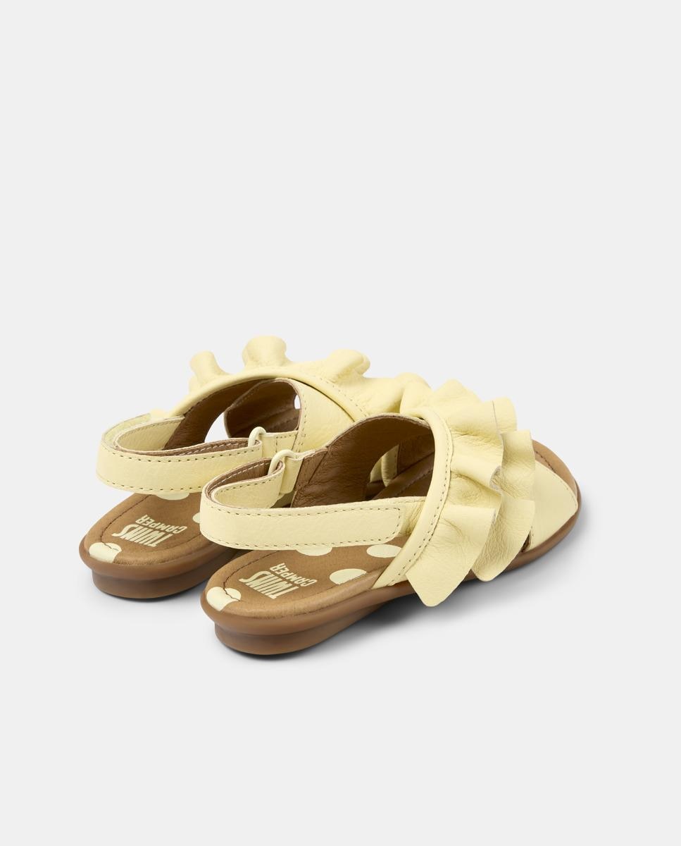 Sandálias Abertas Infantil de Pele Right Kids Twins Amarelo-3