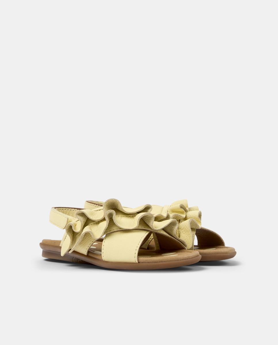 Sandálias Abertas Infantil de Pele Right Kids Twins Amarelo-5