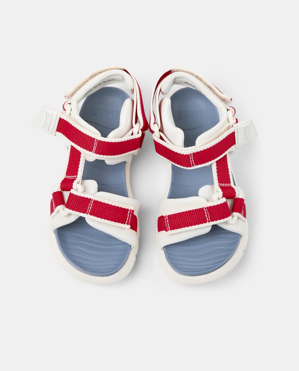 Sandálias Abertas Oruga com Velcro Branco / Vermelho-2