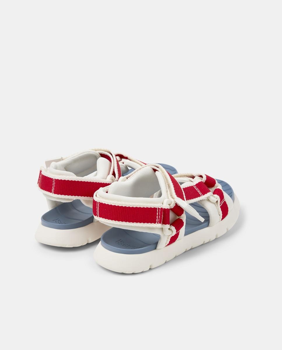 Sandálias Abertas Oruga com Velcro Branco / Vermelho-3