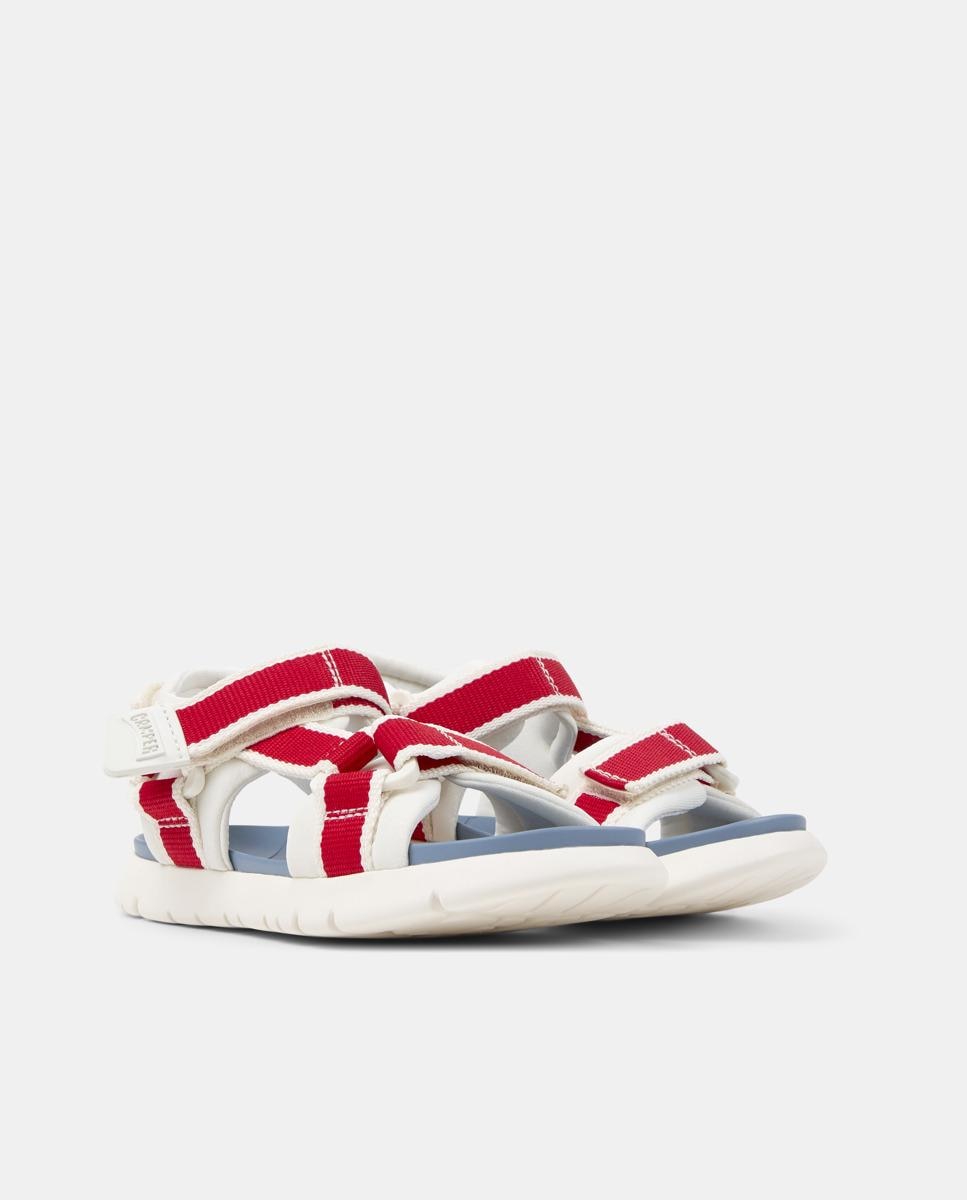 Sandálias Abertas Oruga com Velcro Branco / Vermelho-5