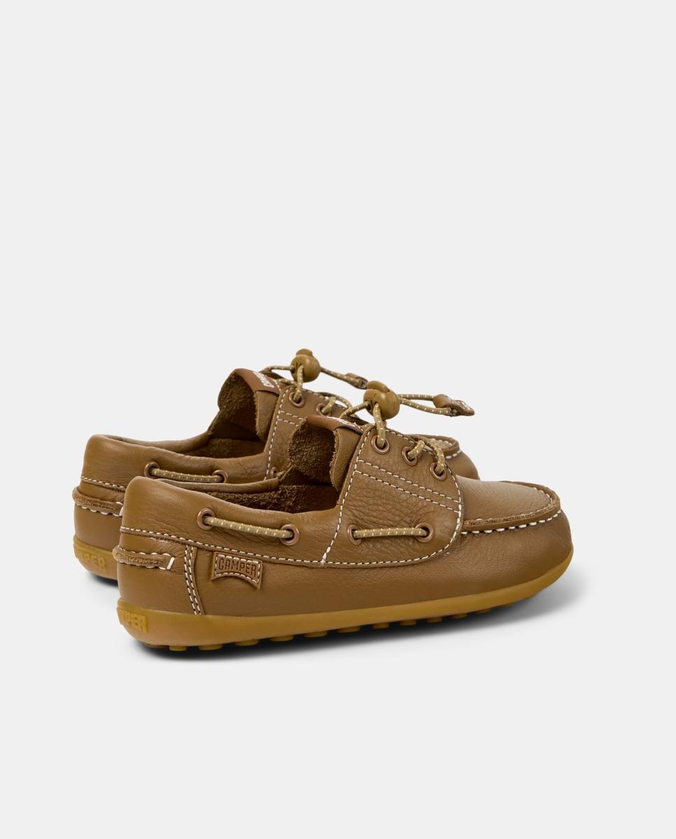 Náuticos Infantil Peu Cami com Atacadores Castanho-3