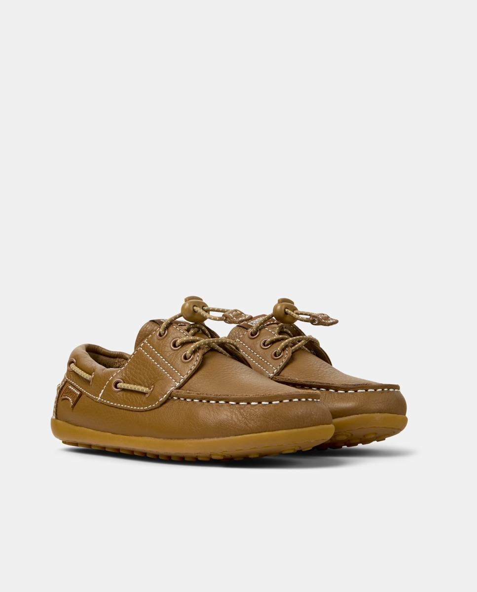 Náuticos Infantil Peu Cami com Atacadores Castanho-5