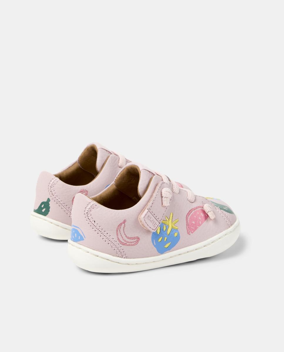 Sapatilhas de Pele Peu Cami Twins com Atacadores Camper Rosa-3