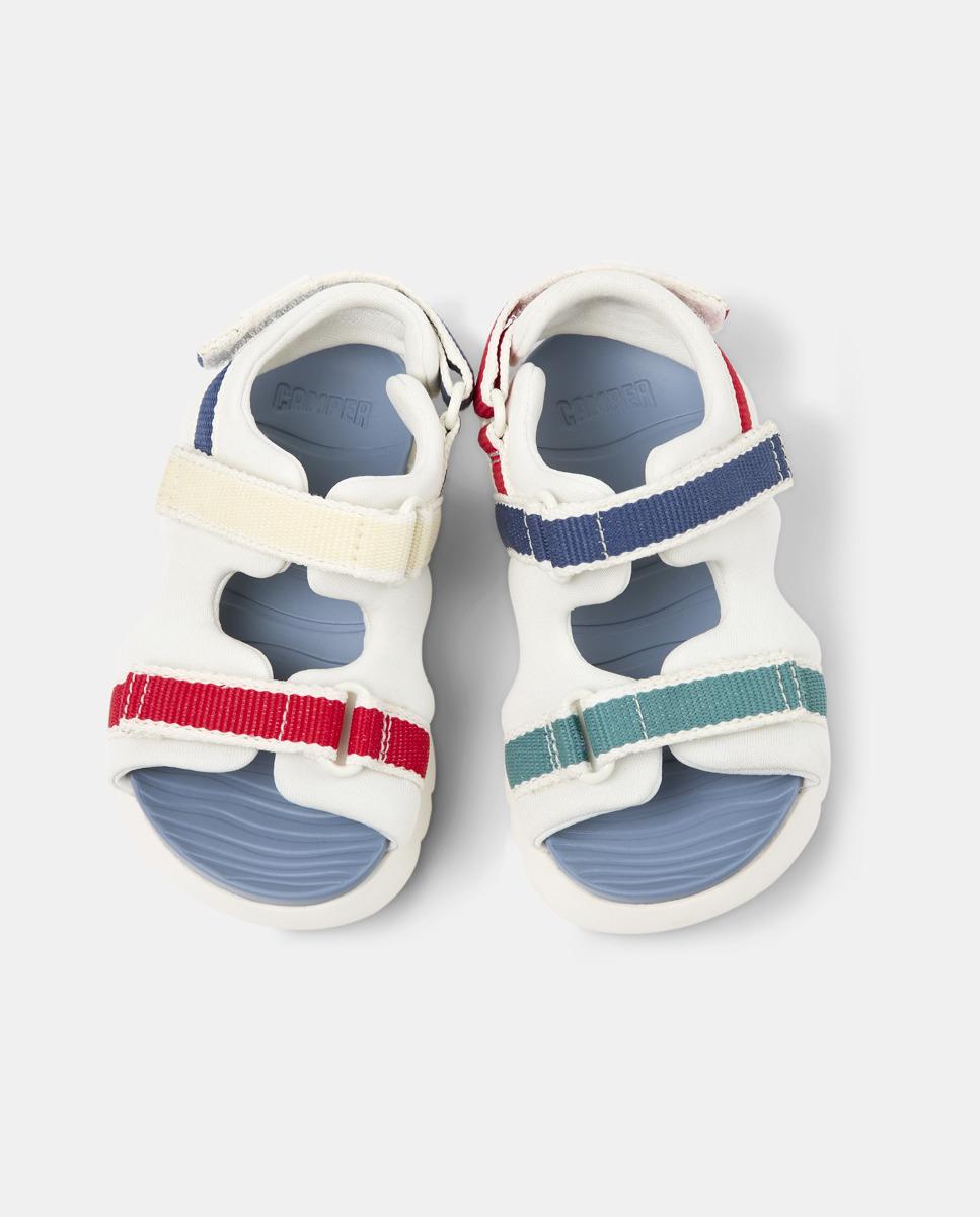 Sandálias Abertas Infantil Oruga Twins com Velcro Camper Branco / Vermelho-2