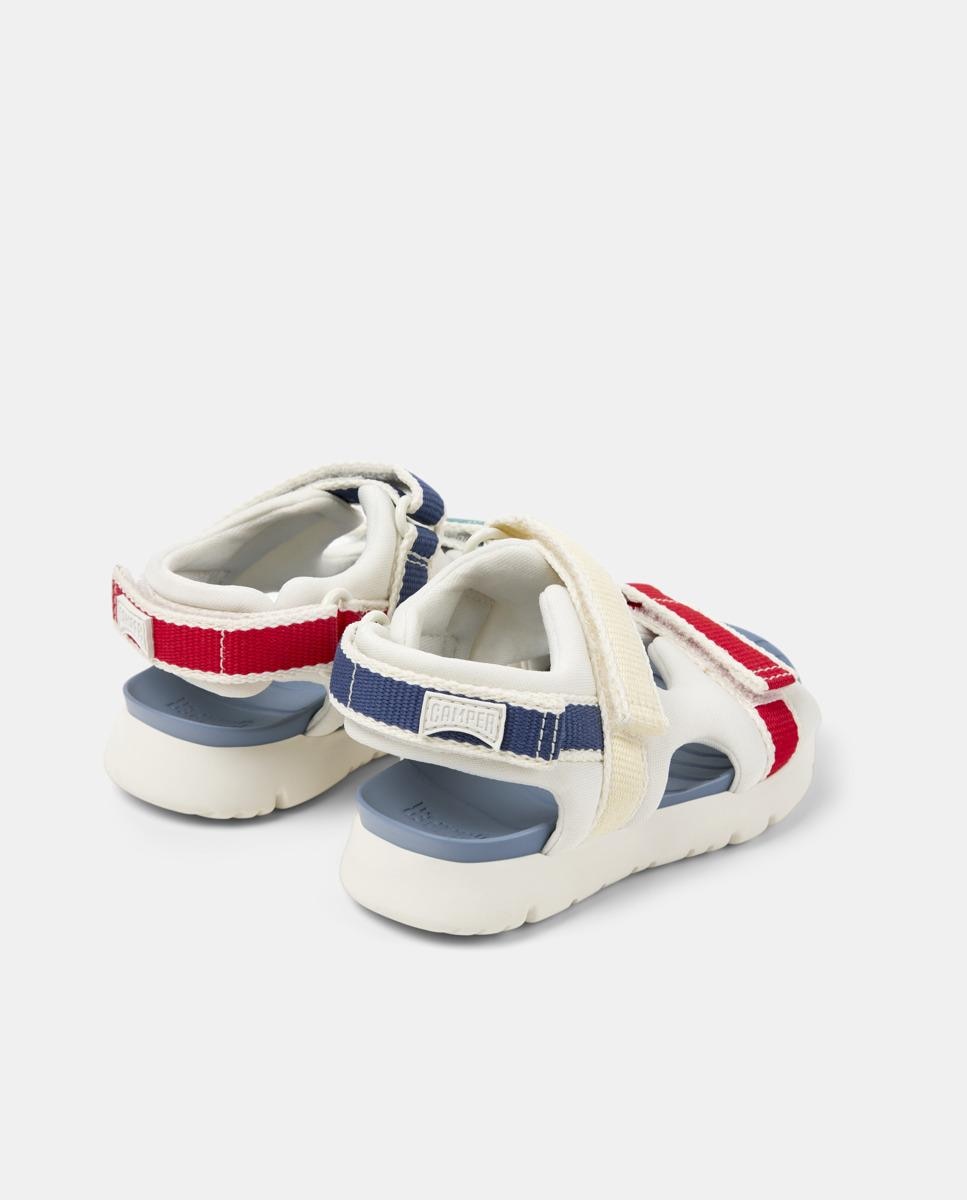 Sandálias Abertas Infantil Oruga Twins com Velcro Camper Branco / Vermelho-3