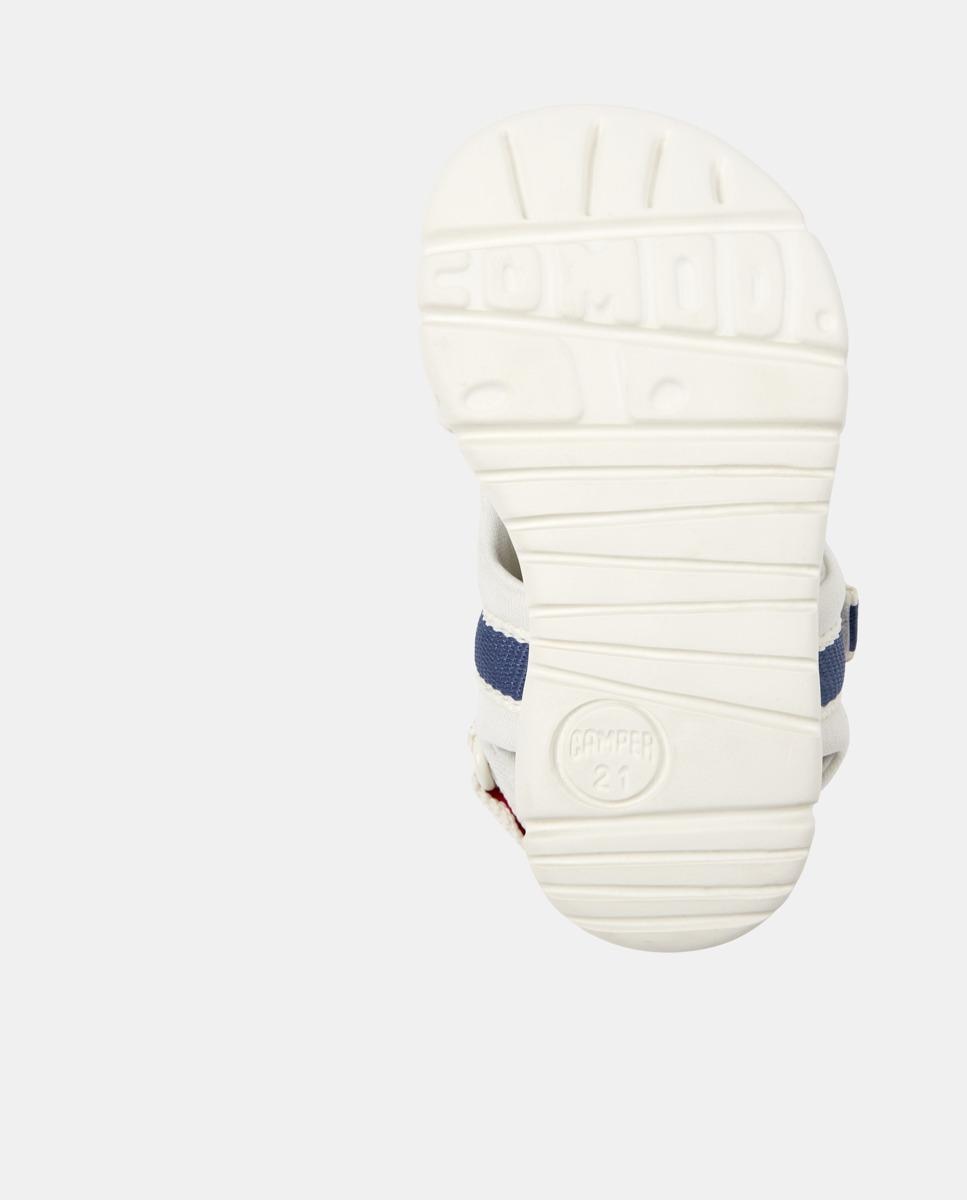 Sandálias Abertas Infantil Oruga Twins com Velcro Camper Branco / Vermelho-4