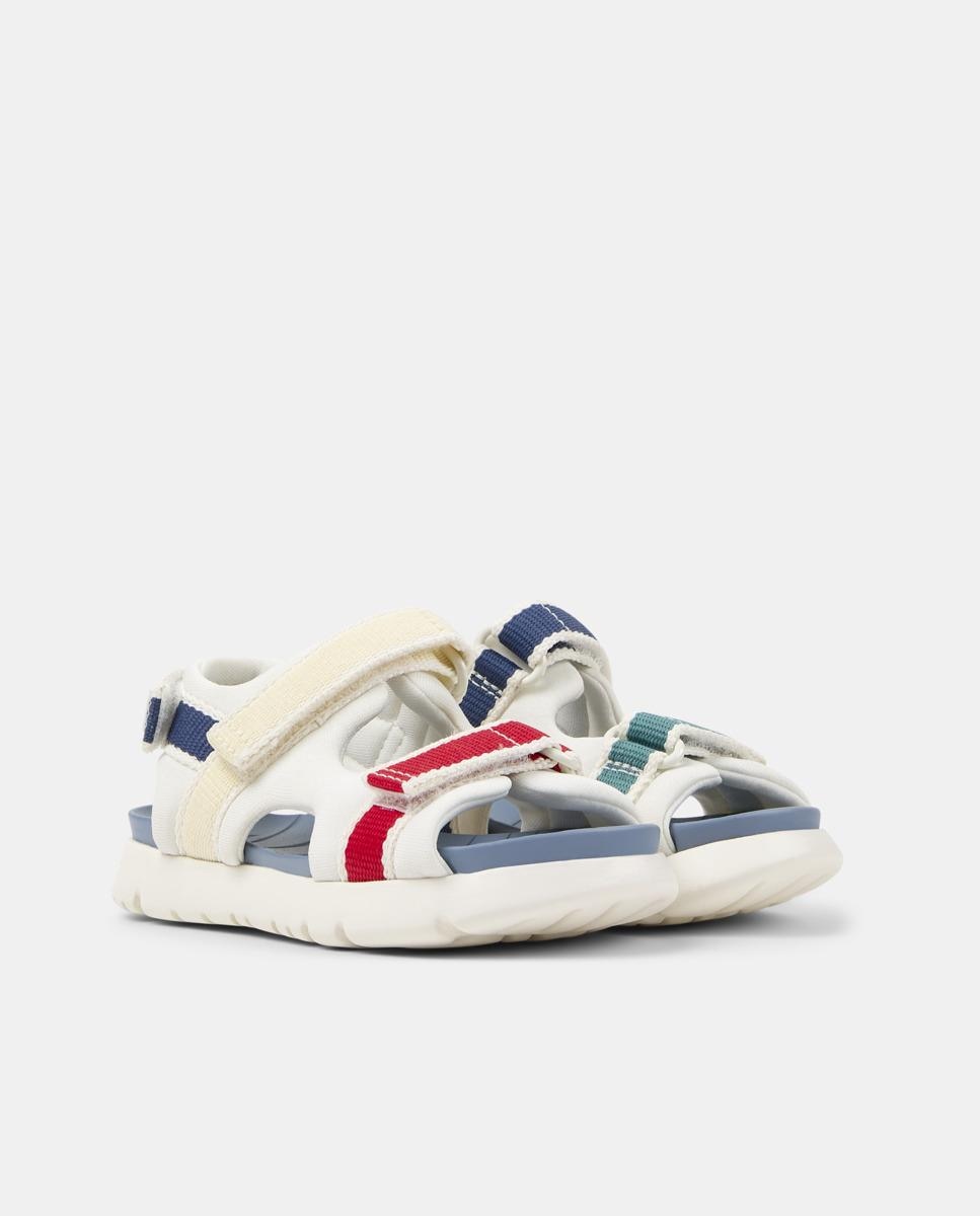 Sandálias Abertas Infantil Oruga Twins com Velcro Camper Branco / Vermelho-5