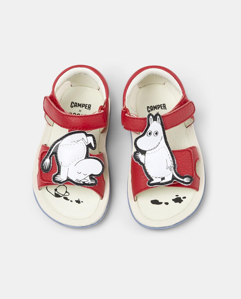 Sandálias Fechadas Infantil de Pele Bicho Twins Vermelho-2