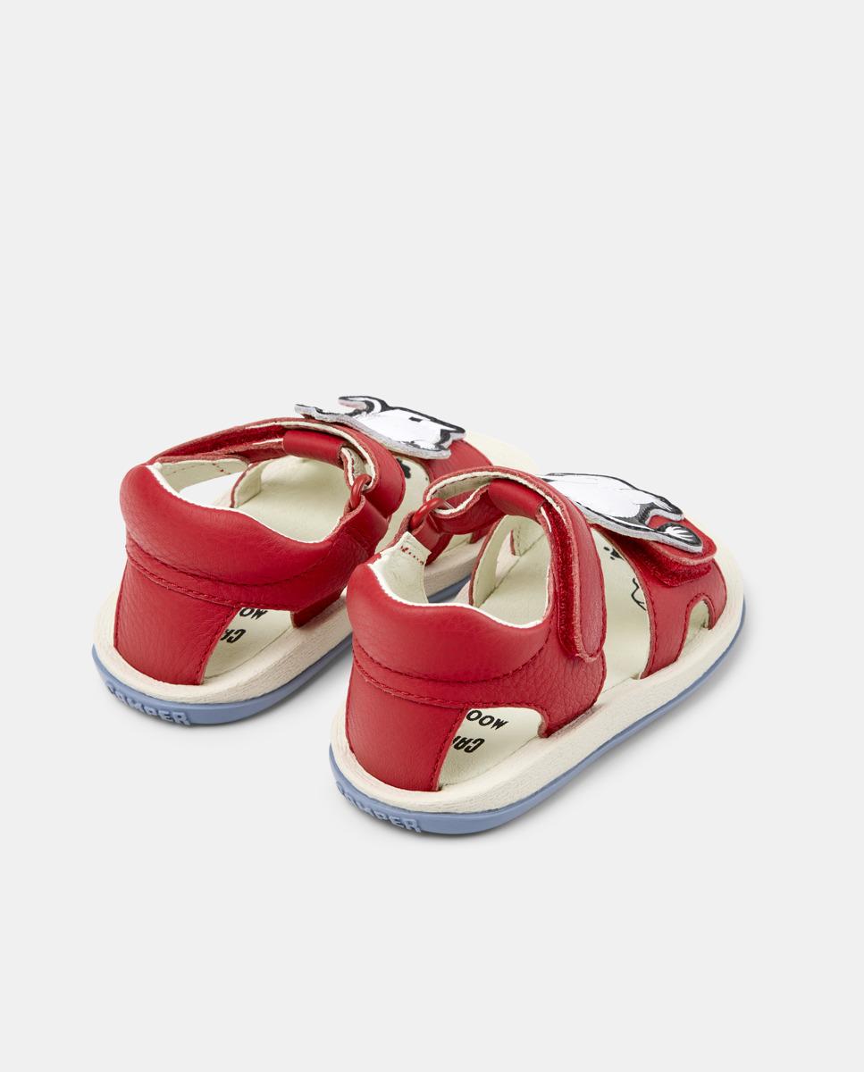 Sandálias Fechadas Infantil de Pele Bicho Twins Vermelho-3