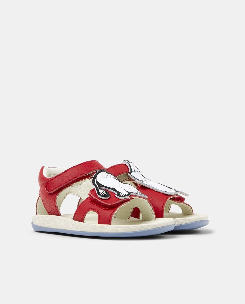Sandálias Fechadas Infantil de Pele Bicho Twins Vermelho-5