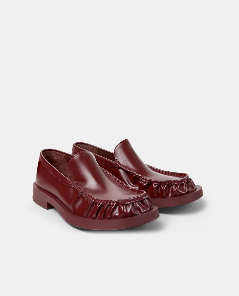 Mocassins Rasos Unissexo de Pele 1978 Bordeaux-4