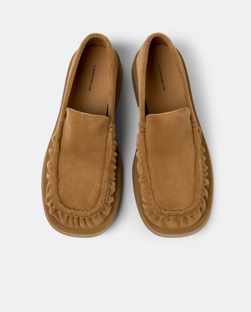 Mocassins Rasos Unissexo de Pele 1978 Castanho-2