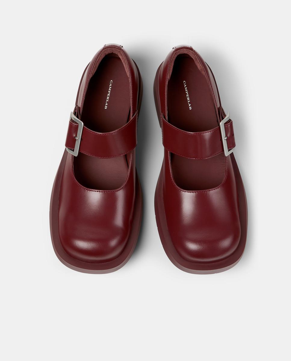 Sapatos de Presilha Rasos Unissexo de Pele 1978 Bordeaux-2