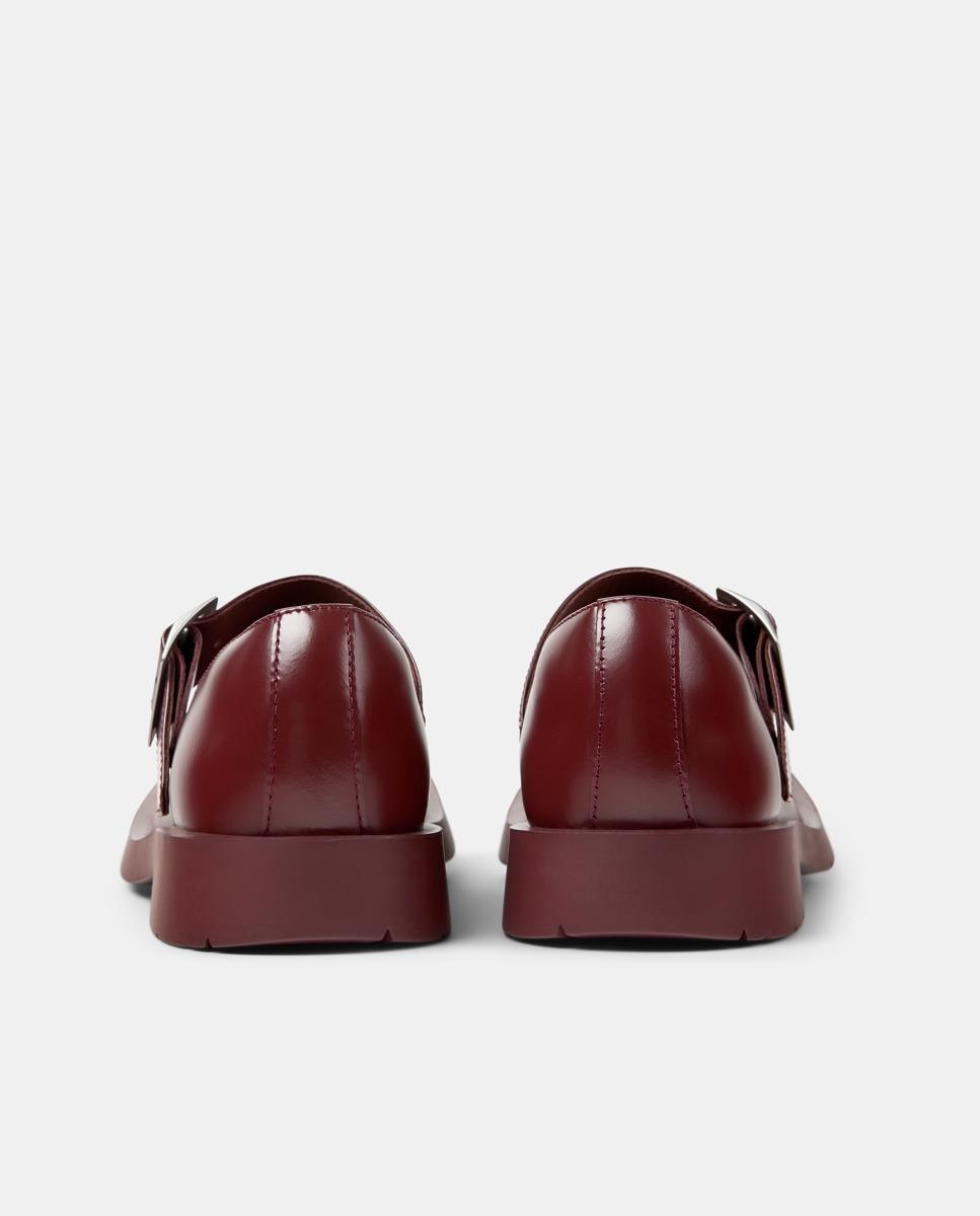 Sapatos de Presilha Rasos Unissexo de Pele 1978 Bordeaux-3