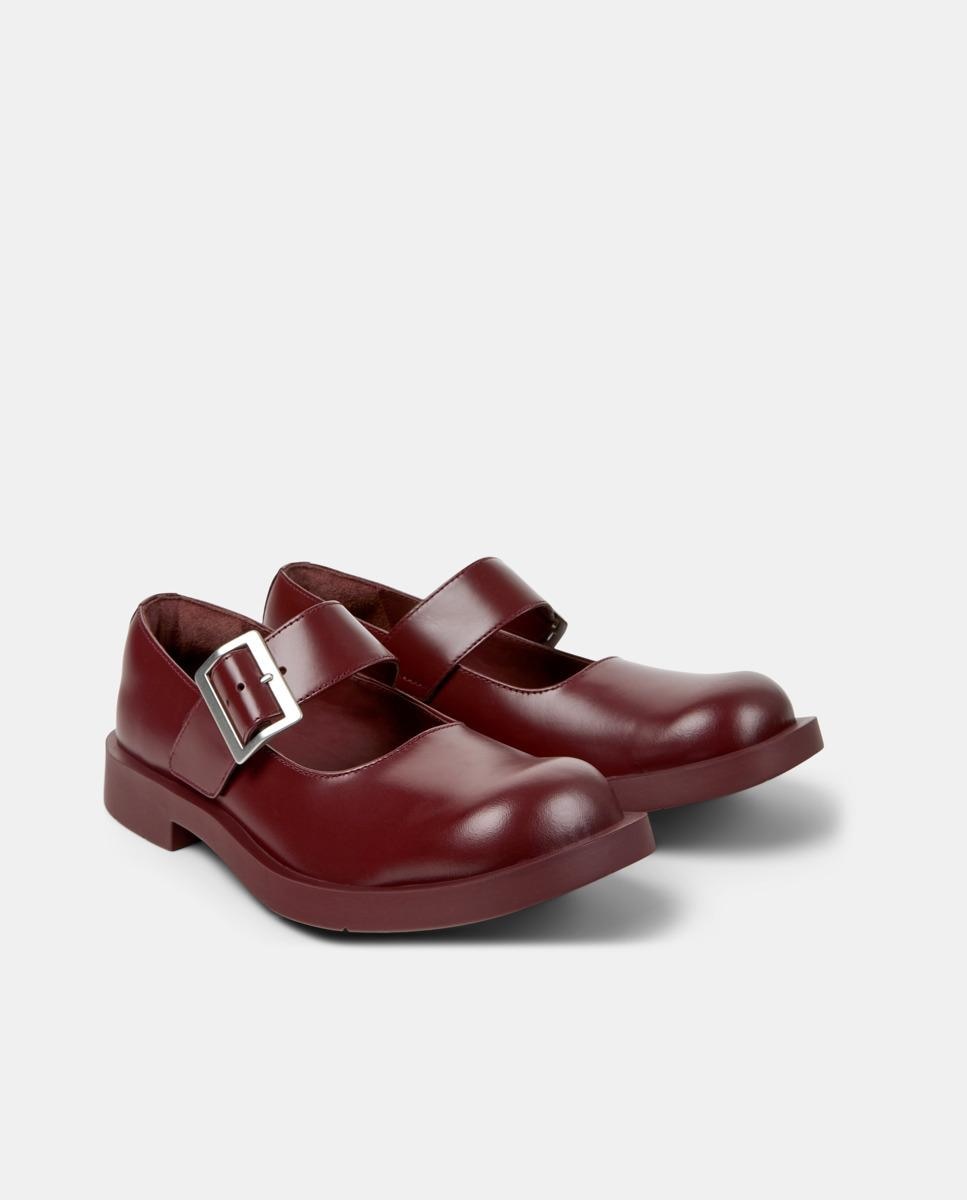 Sapatos de Presilha Rasos Unissexo de Pele 1978 Bordeaux-4