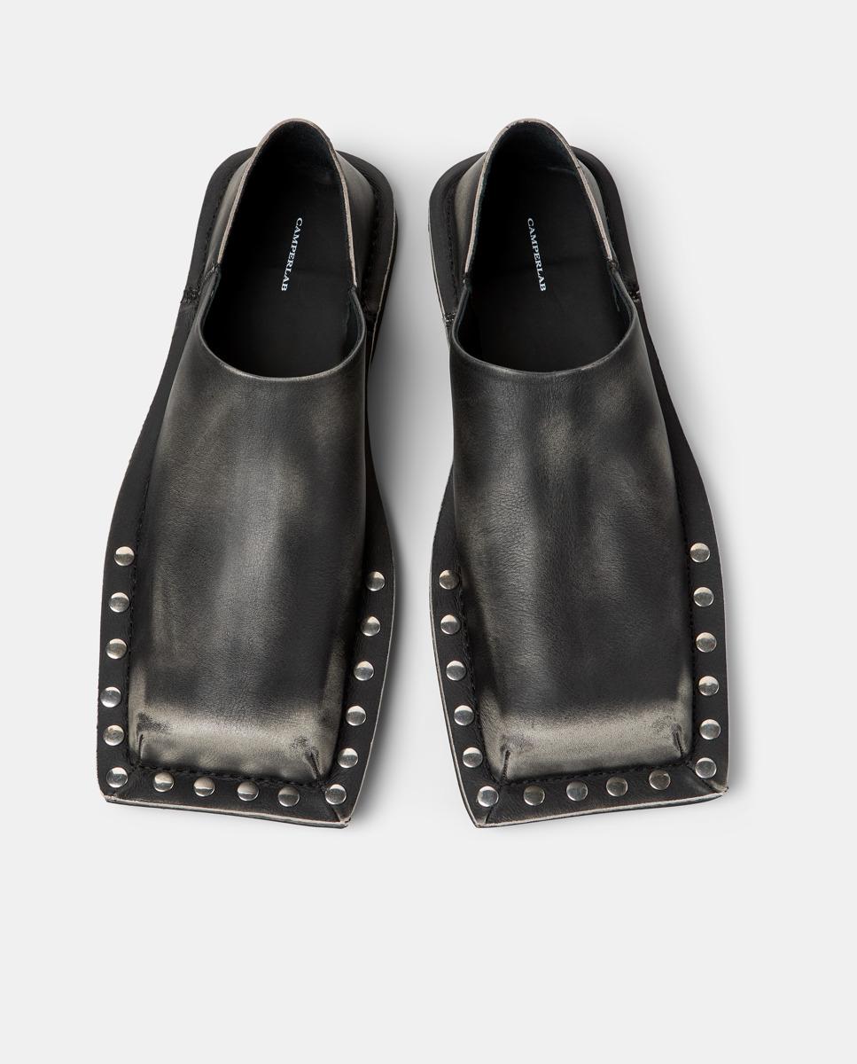 Mocassins de Pele Menosmal Preto / Cinzento-2