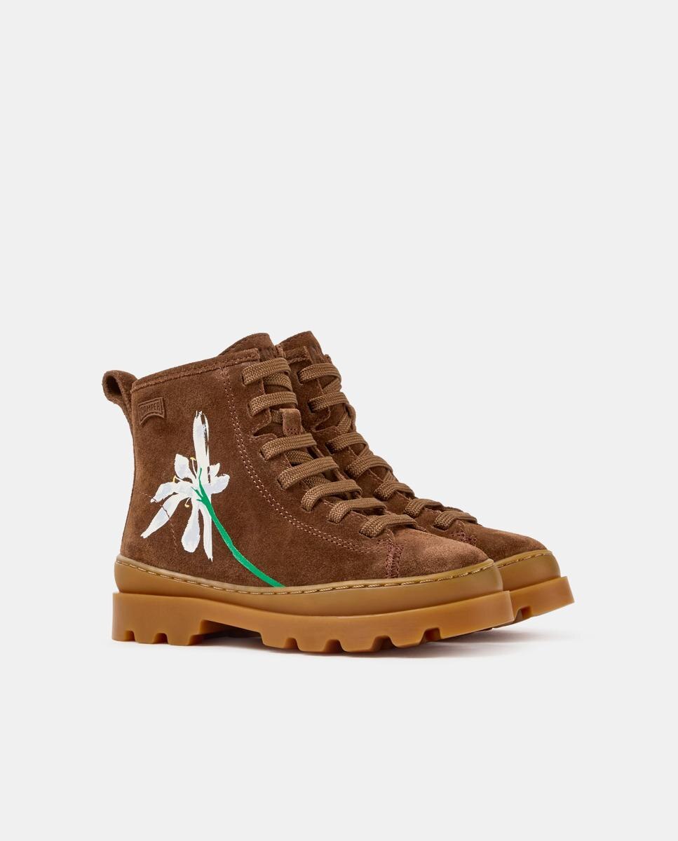 Botins Infantil Brutus Twins de Pele Castanho-2